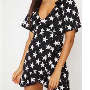 Star print wrap dress